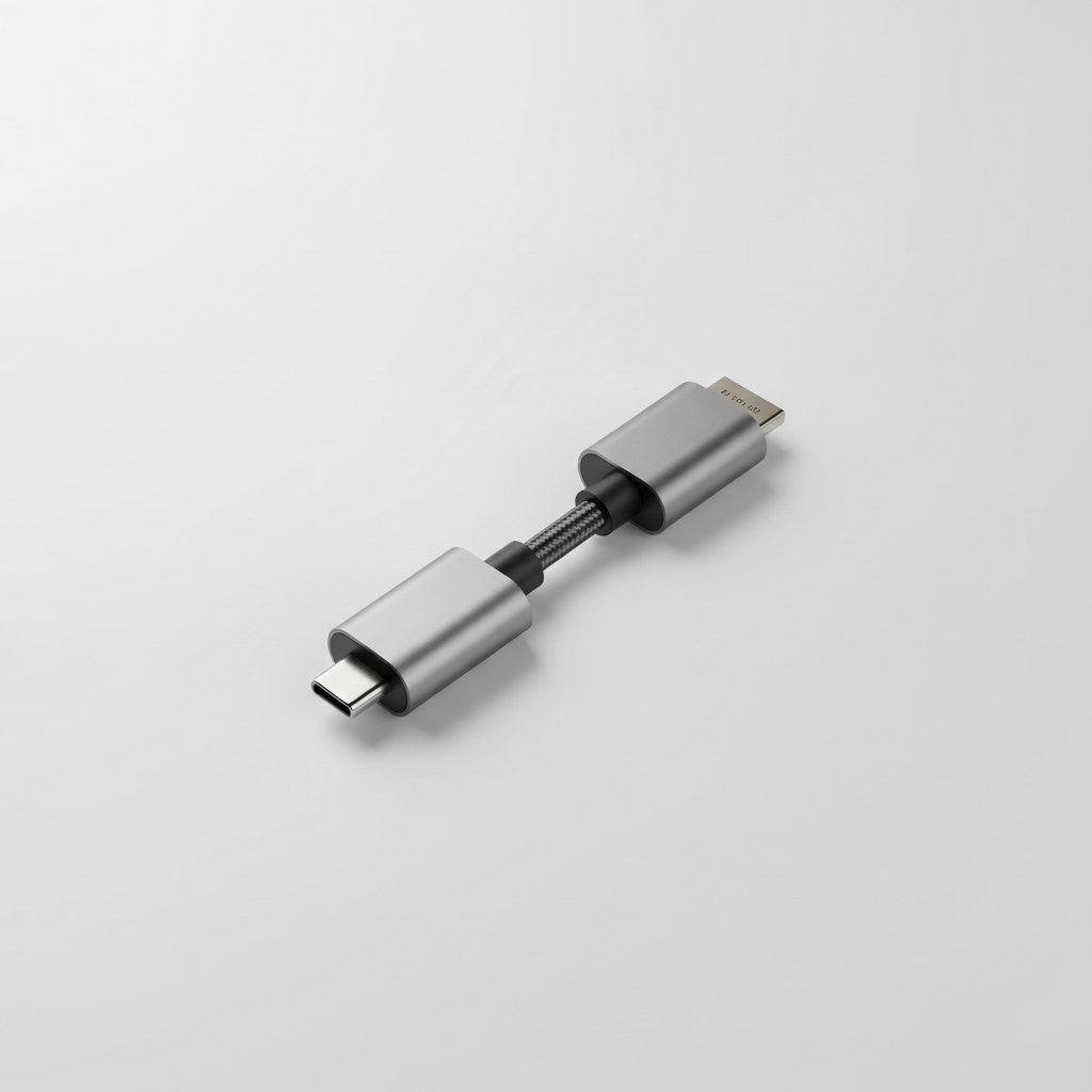 Adaptateur USB-C vers HDMI 4K 60 Hz, vu de trois quarts sur fond neutre