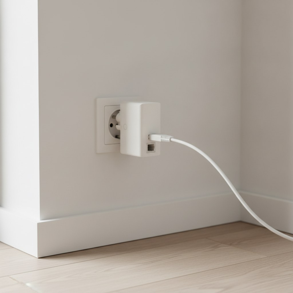 Adaptateurs CPL 1000 Mb/s, la paire, en situation dans un interieur