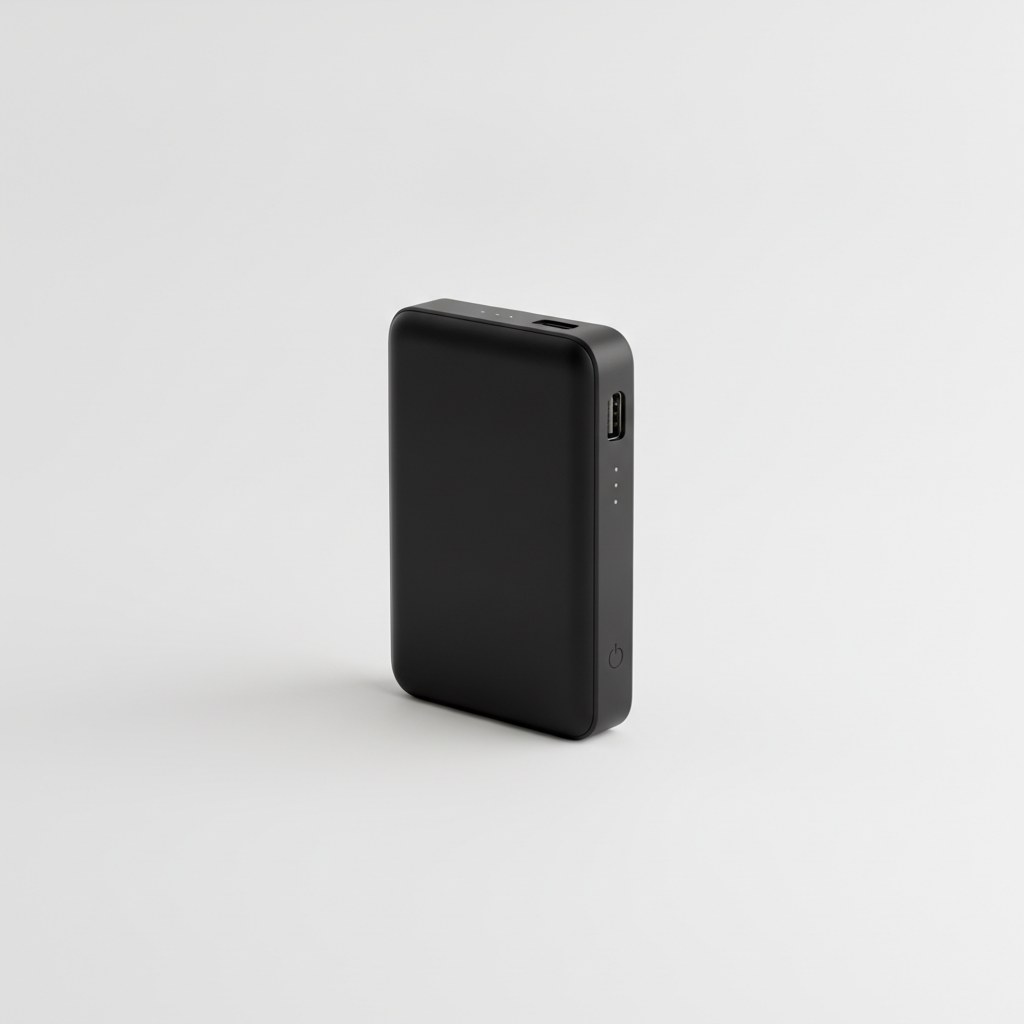 Batterie externe 10 000 mAh, 22,5 W, vu de trois quarts sur fond neutre