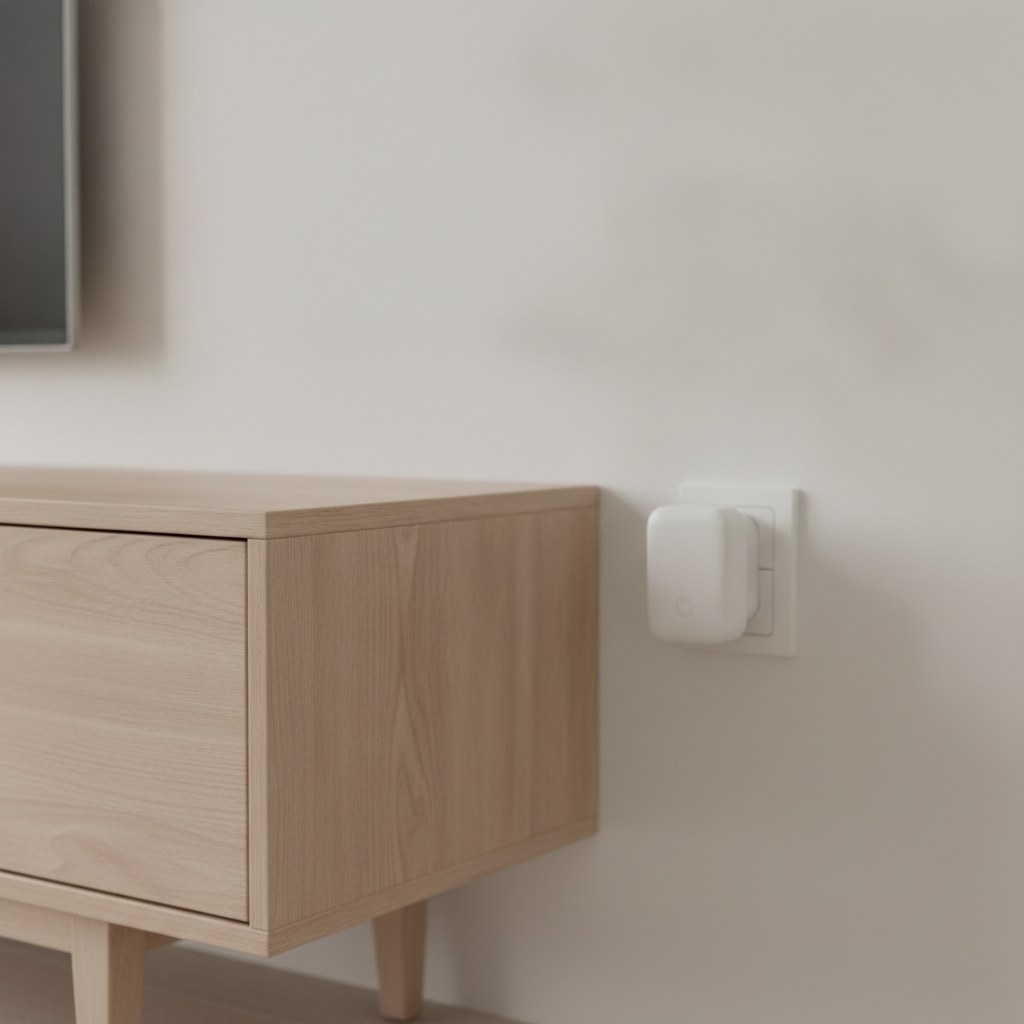 Répéteur Wi-Fi bi-bande AC1200 sur prise, en situation dans un interieur