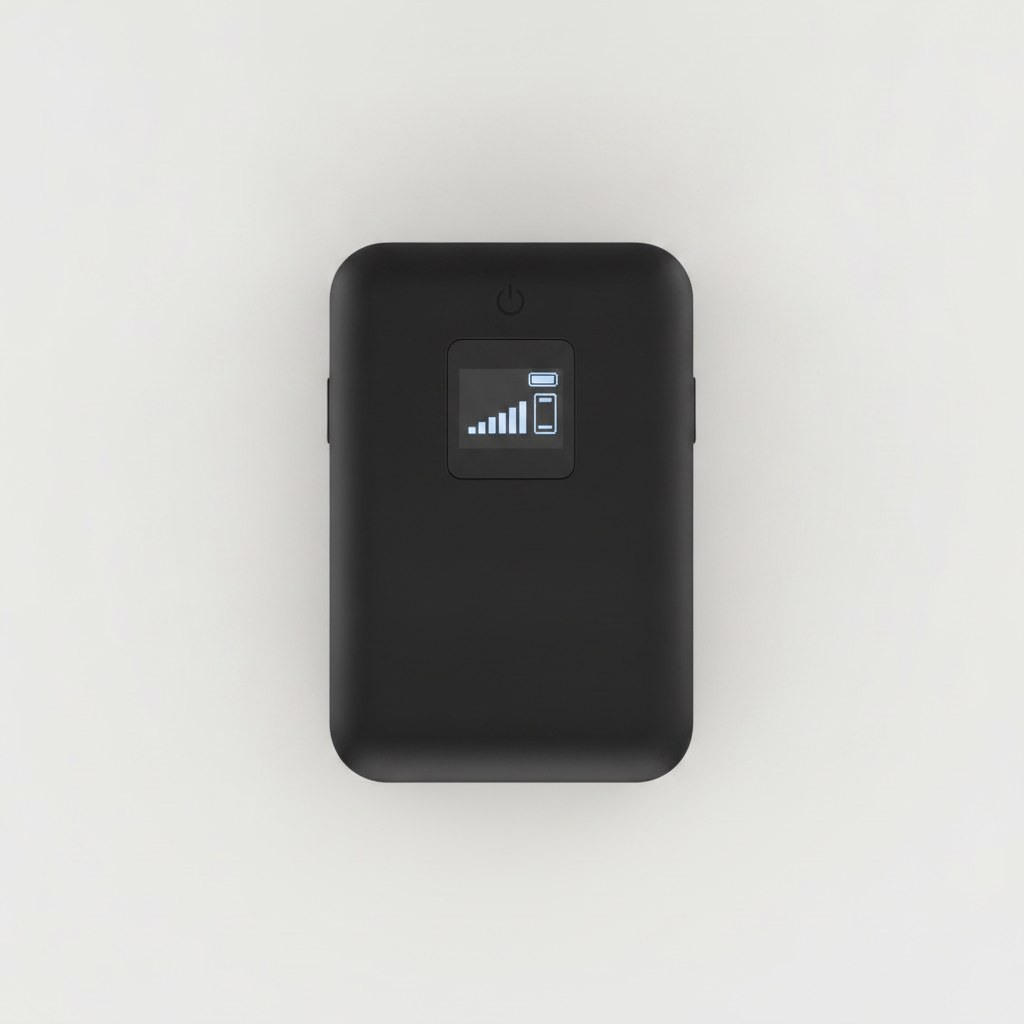 Routeur mobile 4G LTE avec batterie, vue de detail de la connectique