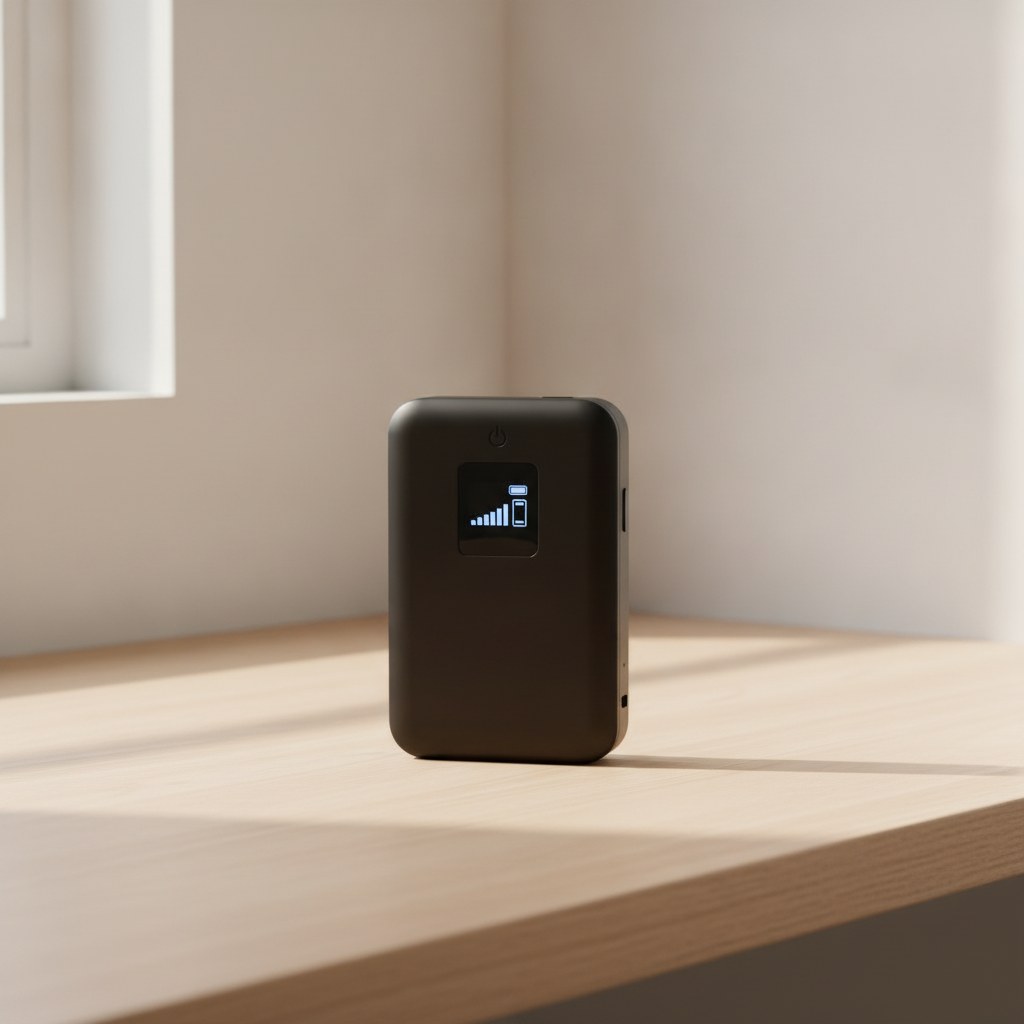 Routeur mobile 4G LTE avec batterie, en situation dans un interieur