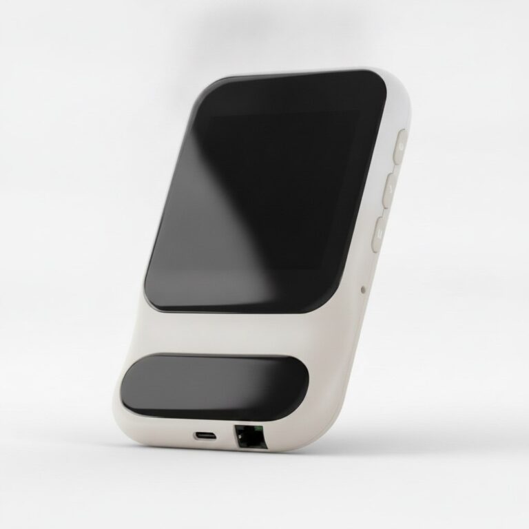 Tranche basse du point d'accès mobile avec son port USB-C et son port Ethernet